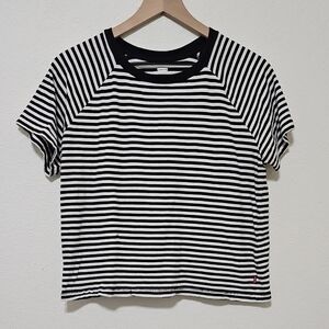 Levi's Black and White Striped Short Sleeve Tee